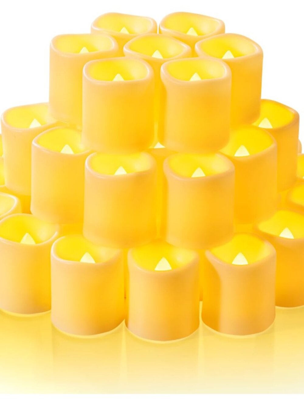 50 Pack Ivory Flameless Flickering LED Votive Tealights Candles